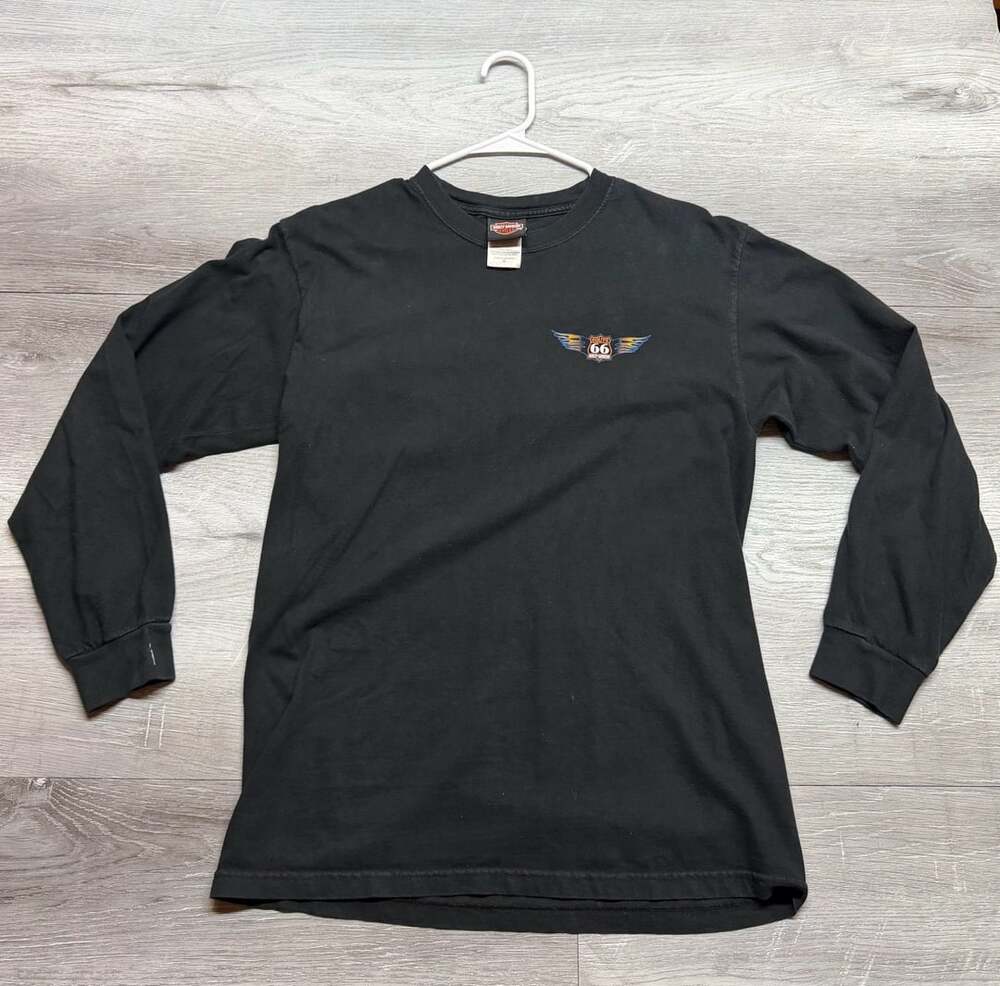 Harley Davidson Long Sleeve Shirt Size M Black Route 66 Graphic